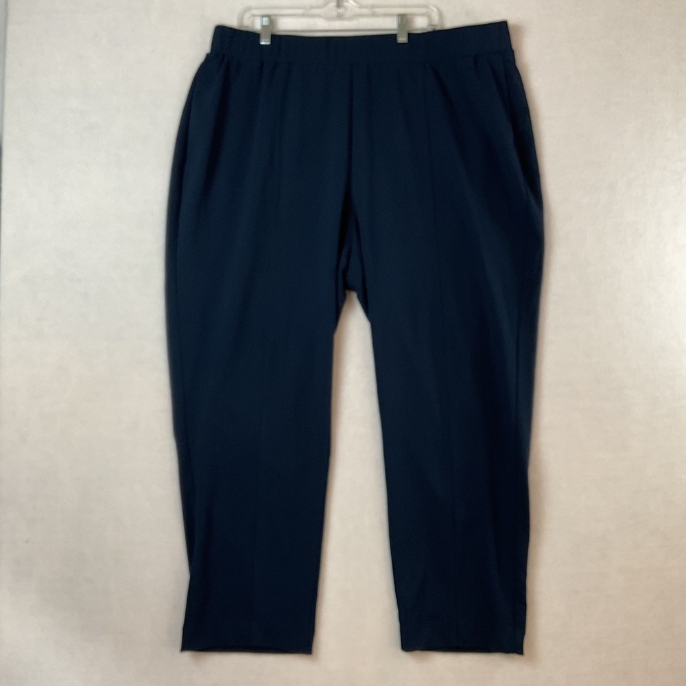 Catherines Crepe Knit Navy Blue Straight Leg Pants Petite Plus 26/28WP